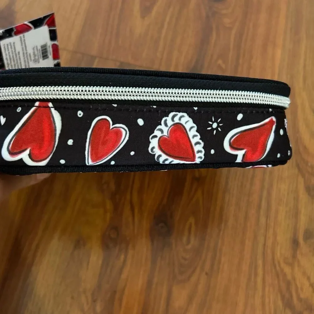 NWT Brighton love black red love heart zip around jewelry case organizer travel
